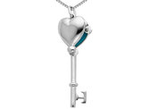 Sterling Silver Heart Locket Key Pendant Necklace with Chain